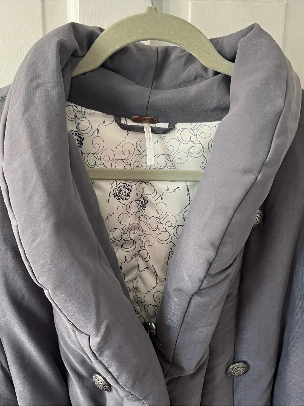 Free People Office Duvet Quilted Jacket Blazer Grey #gorpcore #streetwear. LG